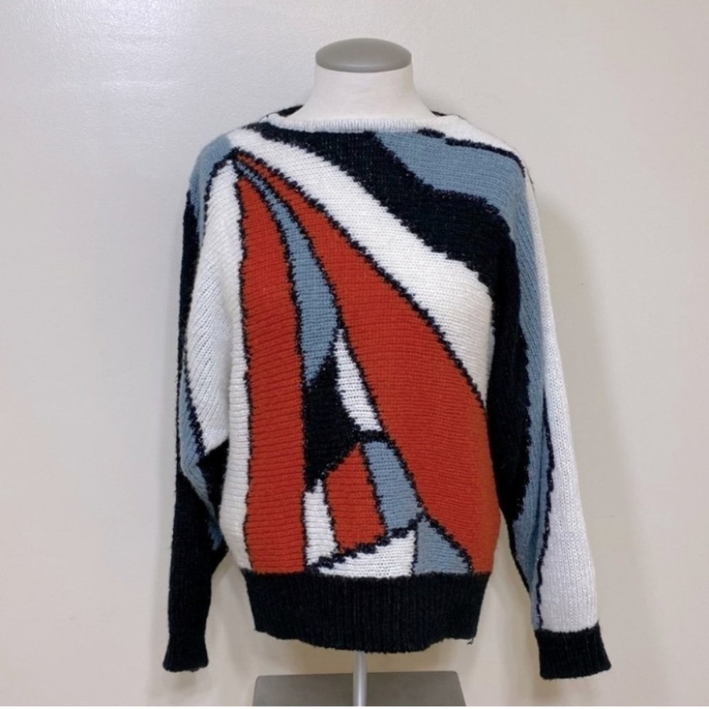 Vintage Colour Stripe Crew Neck Knit Sweater M
